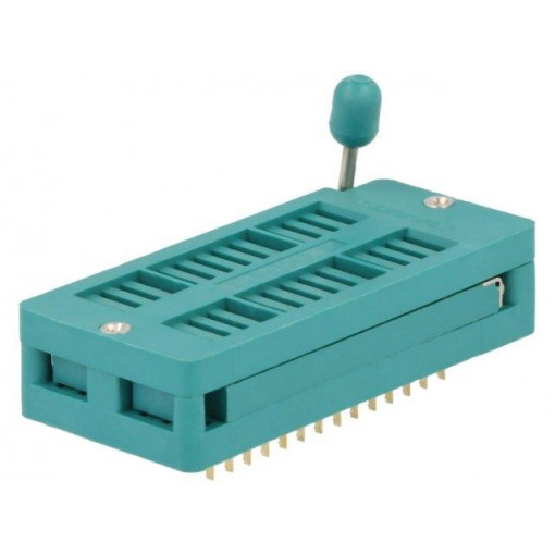 DS1043-280G; Socket: DIP; ZIF; PIN: 28; 7.62/15.24mm; demountable; -40÷105°C; THT; CONNFLY DS1043-280G; Socket: DIP; ZIF; PIN: 28; 7.62/15.24mm; demountable; -40÷105°C; THT; CONNFLY