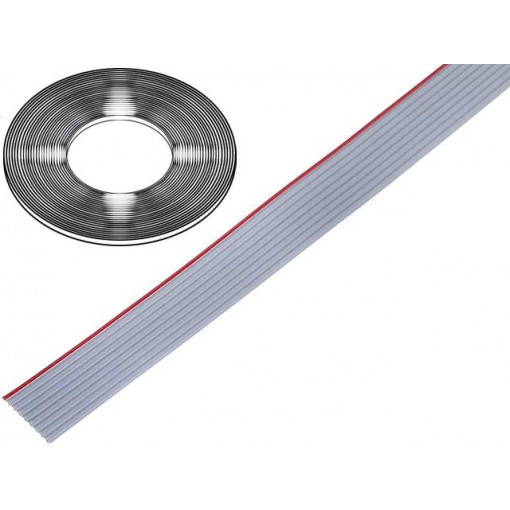 DS1057-08A282R-30.5; Wire: ribbon; 1.27mm; stranded; Cu; 8x28AWG; unshielded; PVC; grey; CONNFLY