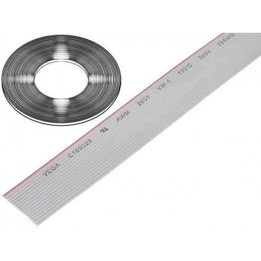 DS1057-16A282R-30.5; Wire: ribbon; 1.27mm; stranded; Cu; 16x28AWG; unshielded; PVC; grey; CONNFLY