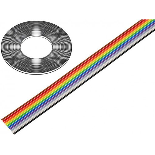 DS1058-10M28-30.5; Wire: ribbon; 1.27mm; stranded; Cu; 10x28AWG; unshielded; PVC; 300V; CONNFLY