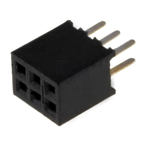 DS1065-03-2*3S8BV; Socket; pin strips; female; PIN: 6; straight; 1.27mm; THT; 2x3; 1A; CONNFLY