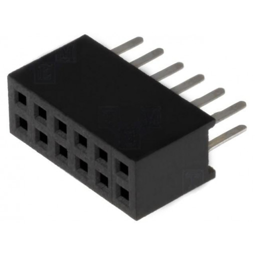 DS1065-03-2*6S8BV; Socket; pin strips; female; PIN: 12; straight; 1.27mm; THT; 2x6; 1A; CONNFLY