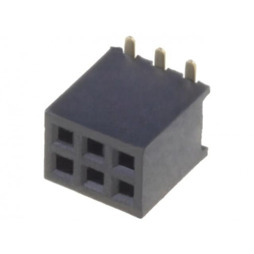 DS1065-05-2*3S8BS; Socket; pin strips; female; PIN: 6; straight; 1.27mm; SMT; 2x3; 1A; CONNFLY
