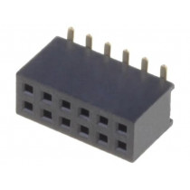 DS1065-05-2*6S8BS; Socket; pin strips; female; PIN: 12; straight; 1.27mm; SMT; 2x6; 1A; CONNFLY