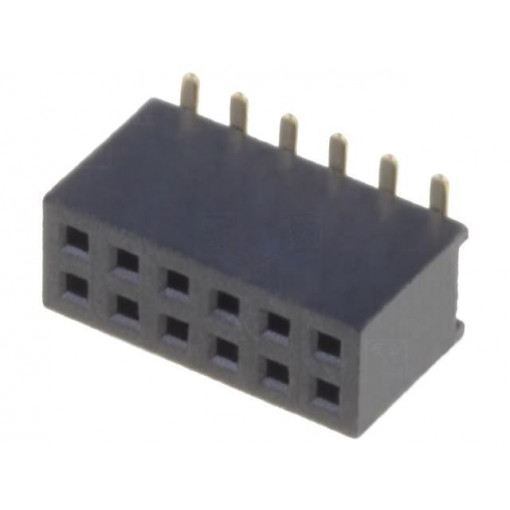 DS1065-05-2*6S8BS; Socket; pin strips; female; PIN: 12; straight; 1.27mm; SMT; 2x6; 1A; CONNFLY