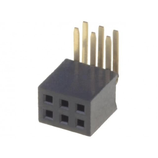 DS1065-14-2*3S8BR; Socket; pin strips; female; PIN: 6; angled 90°; 1.27mm; THT; 2x3; CONNFLY
