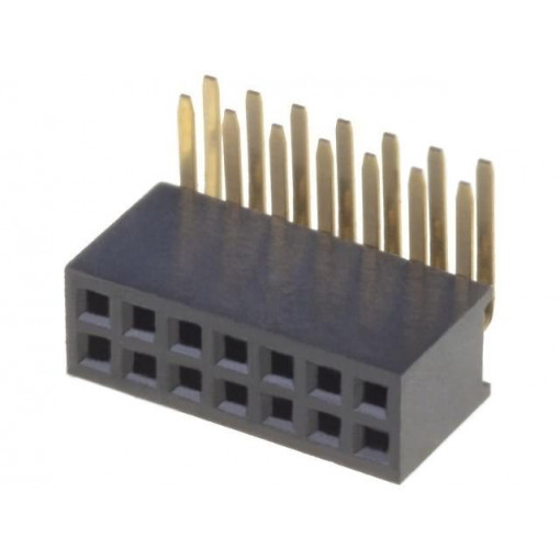 DS1065-14-2*7S8BR; Socket; pin strips; female; PIN: 14; angled 90°; 1.27mm; THT; 2x7; CONNFLY