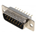 DS1034-15MUNSISS; D-Sub; PIN: 15; socket; male; straight; THT; 5A; 15mΩ; CONNFLY