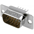 DS1077-15MW8NSS; D-Sub HD; PIN: 15; socket; male; straight; THT; 5A; 15mΩ; CONNFLY