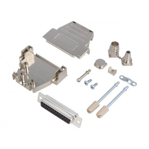 DSSK25-M-DBS-K; D-Sub; PIN: 25; plug; female; soldering; for cable; black; ENCITECH