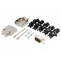 6355-0031-01; D-Sub; PIN: 9; plug; male; soldering; for cable; black; ENCITECH