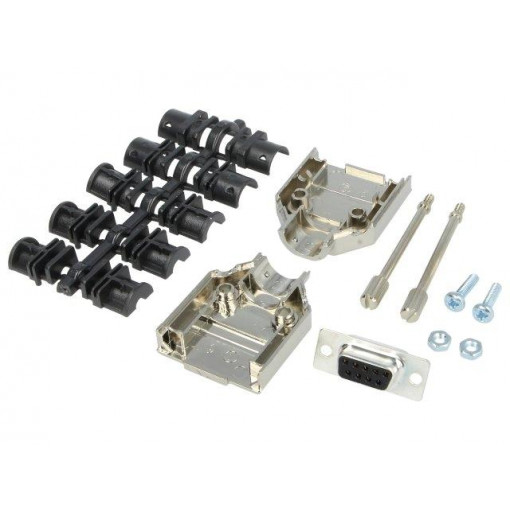 6355-0031-11; D-Sub; PIN: 9; plug; female; soldering; for cable; black; ENCITECH