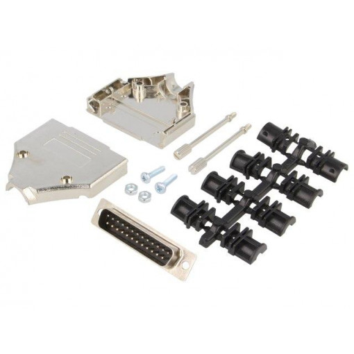 6355-0030-03; D-Sub; PIN: 25; plug; male; soldering; for cable; black; ENCITECH