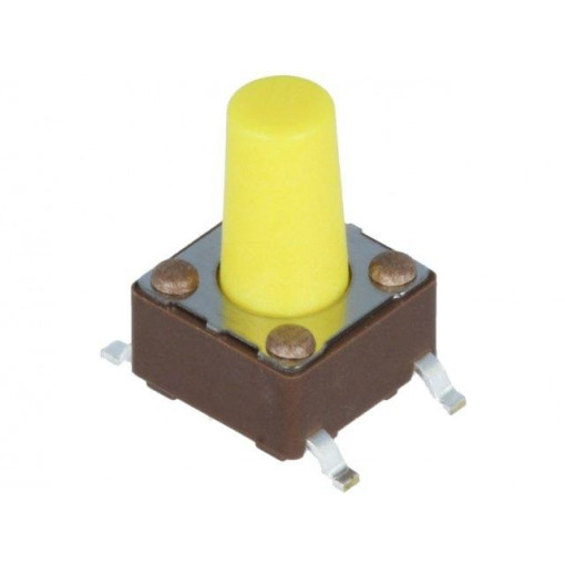 DTSM-65Y-V-B; Microswitch TACT; SPST-NO; Pos: 2; 0.05A/12VDC; SMT; none; 5.2N; DIPTRONICS