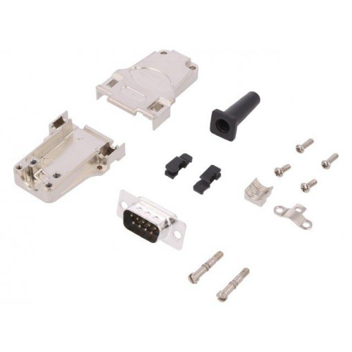 6355-0044-01; D-Sub; PIN: 9; plug; male; soldering; for cable; black; ENCITECH