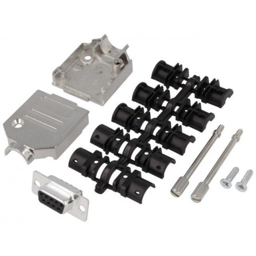 DTZK09-DBS-K; D-Sub; PIN: 9; plug; female; soldering; for cable; black; ENCITECH