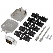 DTZK09-HDP-K; D-Sub HD; PIN: 15; plug; male; soldering; for cable; black; ENCITECH