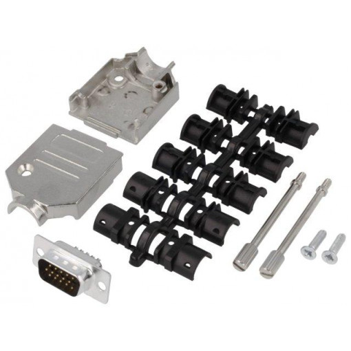 DTZK09-HDP-K; D-Sub HD; PIN: 15; plug; male; soldering; for cable; black; ENCITECH