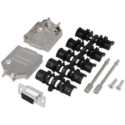 DTZK09-HDS-K; D-Sub HD; PIN: 15; plug; female; soldering; for cable; black; ENCITECH