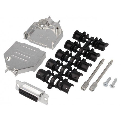 DTZK15-DBS-K; D-Sub; PIN: 15; plug; female; soldering; for cable; black; ENCITECH