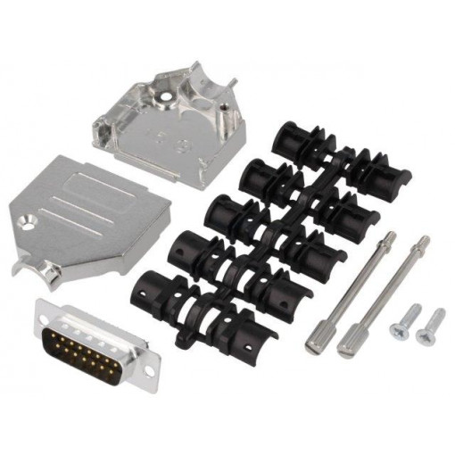 DTZK15-DMP-K; D-Sub; PIN: 15; plug; male; soldering; for cable; black; ENCITECH