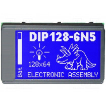 EA DIP128-6N5LW; Display: LCD; graphical; 128x64; STN Positive; blue; 75x45.8mm; LED; ELECTRONIC ASSEMBLY EA DIP128-6N5LW; Display: LCD; graphical; 128x64; STN Positive; blue; 75x45.8mm; LED; ELECTRONIC ASSEMBLY