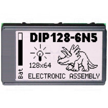 EA DIP128J-6N5LW; Display: LCD; graphical; 128x64; STN Positive; white; 75x45.8mm; ELECTRONIC ASSEMBLY EA DIP128J-6N5LW; Display: LCD; graphical; 128x64; STN Positive; white; 75x45.8mm; ELECTRONIC ASSEMBLY