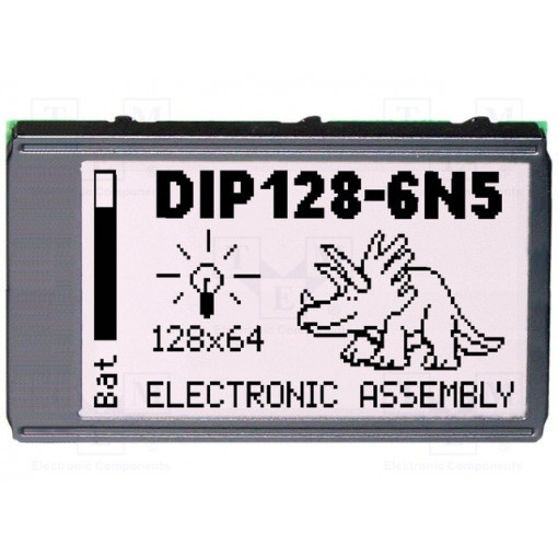 EA DIP128J-6N5LW; Display: LCD; graphical; 128x64; STN Positive; white; 75x45.8mm; ELECTRONIC ASSEMBLY EA DIP128J-6N5LW; Display: LCD; graphical; 128x64; STN Positive; white; 75x45.8mm; ELECTRONIC ASSEMBLY