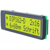 EA DIP162-DHNLED; Display: LCD; alphanumeric; STN Positive; 16x2; 68x26.8mm; LED; ELECTRONIC ASSEMBLY EA DIP162-DHNLED; Display: LCD; alphanumeric; STN Positive; 16x2; 68x26.8mm; LED; ELECTRONIC ASSEMBLY