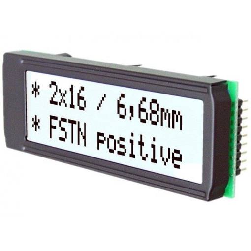 EA DIP162J-DN3LW; Display: LCD; alphanumeric; FSTN Positive; 16x2; 68x26.8mm; LED; ELECTRONIC ASSEMBLY EA DIP162J-DN3LW; Display: LCD; alphanumeric; FSTN Positive; 16x2; 68x26.8mm; LED; ELECTRONIC ASSEMBLY