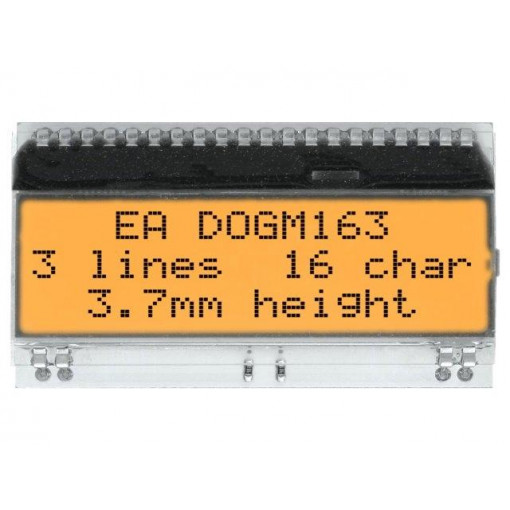 EA DOGM163W-A; Display: LCD; alphanumeric; FSTN Positive; 16x3; white; 55x27.94mm; ELECTRONIC ASSEMBLY