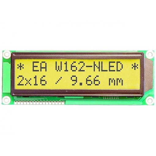 EA W162-BNLED; Display: LCD; alphanumeric; STN Positive; 16x2; yellow-green; LED; ELECTRONIC ASSEMBLY