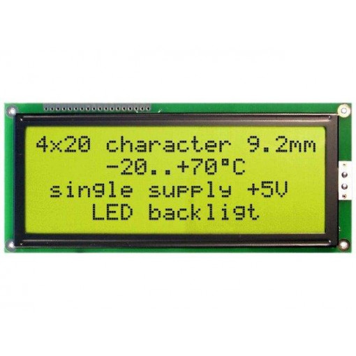 EA W204-BNLED; Display: LCD; alphanumeric; STN Positive; 20x4; yellow-green; LED; ELECTRONIC ASSEMBLY