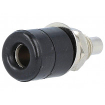 66.8321-21; Socket; 4mm banana; 20A; Cutout: Ø7.5mm; black; nickel plated; 5mΩ; STÄUBLI