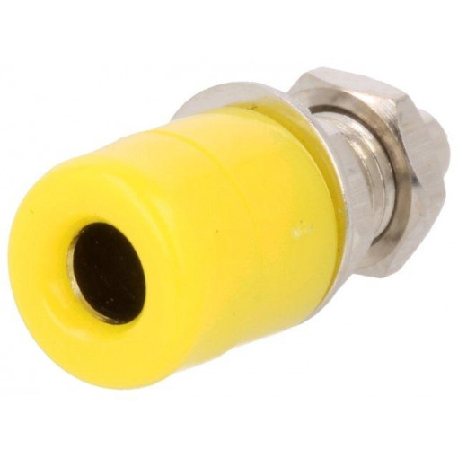 66.8321-24; Socket; 4mm banana; 20A; Cutout: Ø7.5mm; yellow; nickel plated; STÄUBLI