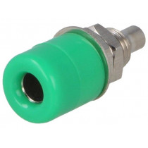 66.8321-25; Socket; 4mm banana; 20A; Cutout: Ø7.5mm; green; nickel plated; 5mΩ; STÄUBLI