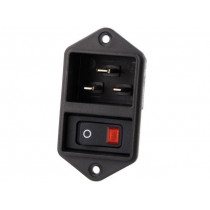 EC11.0021.001; Connector: AC supply; socket; male; 16A; 250VAC; IEC 60320; max.8mm; SCHURTER