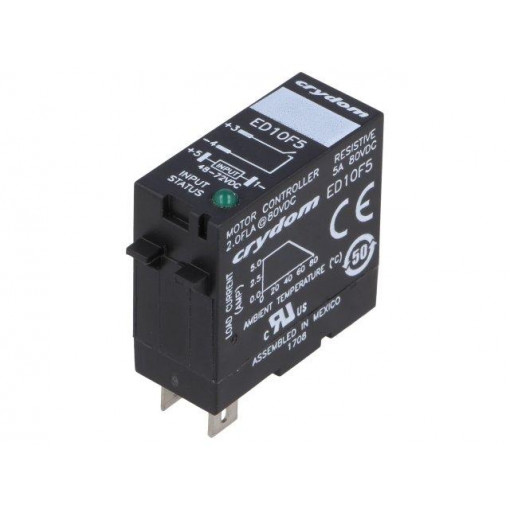 ED10F5; Relay: solid state; Ucntrl: 48÷72VDC; 5A; 1÷80VDC; socket; -30÷80°C; CRYDOM