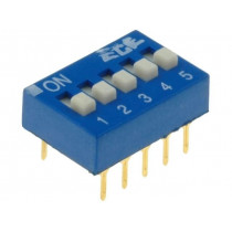 EDG105S; Switch: DIP-SWITCH; Poles number: 5; ON-OFF; 0.025A/24VDC; Pos: 2; ECE EDG105S; Switch: DIP-SWITCH; Poles number: 5; ON-OFF; 0.025A/24VDC; Pos: 2; ECE