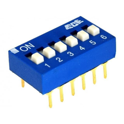 EDG106S; Switch: DIP-SWITCH; Poles number: 6; ON-OFF; 0.025A/24VDC; Pos: 2; ECE EDG106S; Switch: DIP-SWITCH; Poles number: 6; ON-OFF; 0.025A/24VDC; Pos: 2; ECE