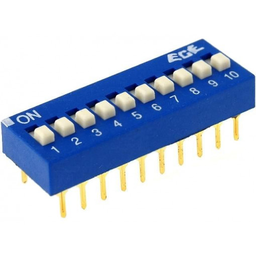 EDG110S; Switch: DIP-SWITCH; Poles number: 10; ON-OFF; 0.025A/24VDC; Pos: 2; ECE EDG110S; Switch: DIP-SWITCH; Poles number: 10; ON-OFF; 0.025A/24VDC; Pos: 2; ECE