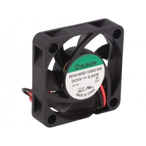 EE40100S2-1000U-999; Fan: DC; axial; 5VDC; 40x40x10mm; 11.99m3/h; 23dBA; slide bearing; SUNON EE40100S2-1000U-999; Fan: DC; axial; 5VDC; 40x40x10mm; 11.99m3/h; 23dBA; slide bearing; SUNON