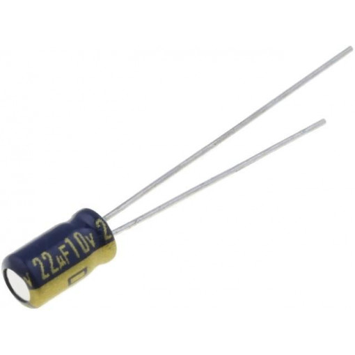 EEAFC1A220; Capacitor: electrolytic; low impedance; THT; 22uF; 10VDC; Ø4x7mm; PANASONIC