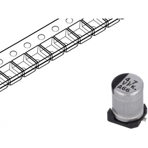 EEEFK1V4R7R; Capacitor: electrolytic; low impedance; SMD; 4.7uF; 35VDC; ±20%; PANASONIC