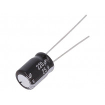 EEUEB1E221S; Capacitor: electrolytic; THT; 220uF; 25VDC; Ø8x11.5mm; Pitch: 3.5mm; PANASONIC