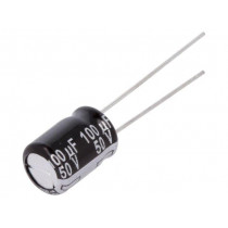EEUEB1H101S; Capacitor: electrolytic; THT; 100uF; 50VDC; Ø8x11.5mm; Pitch: 3.5mm; PANASONIC