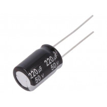 EEUEB1H221; Capacitor: electrolytic; THT; 220uF; 50VDC; Ø10x16mm; Pitch: 5mm; PANASONIC