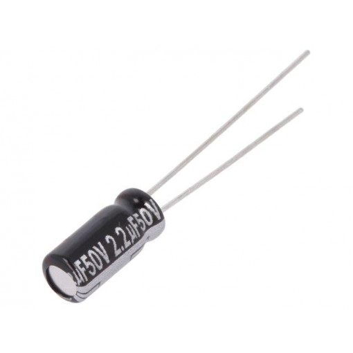EEUEB1H2R2S; Capacitor: electrolytic; THT; 2.2uF; 50VDC; Ø5x11mm; Pitch: 2mm; PANASONIC
