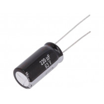 EEUEB1J221B; Capacitor: electrolytic; THT; 220uF; 63VDC; Ø10x20mm; Pitch: 5mm; PANASONIC