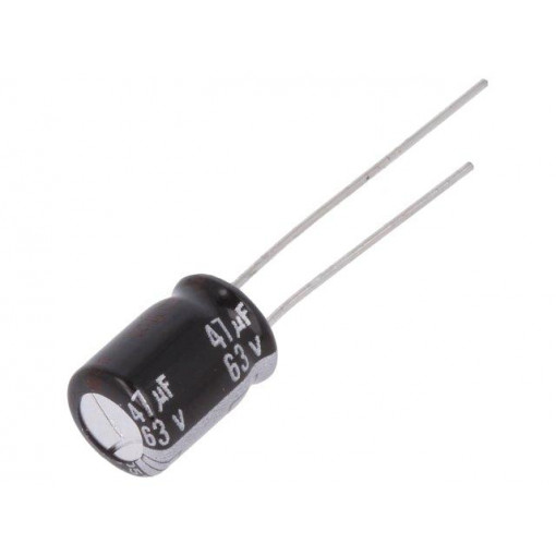 EEUEB1J470S; Capacitor: electrolytic; THT; 47uF; 63VDC; Ø8x11.5mm; Pitch: 3.5mm; PANASONIC